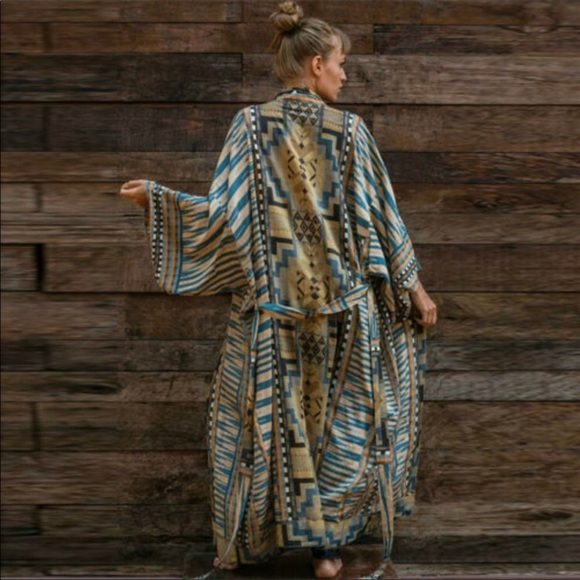 FIRM 🌸CLOSEOUT SALE New! Boho Western Kimono Maxi Long Duster Folk Cardigan - Picture 4 of 7